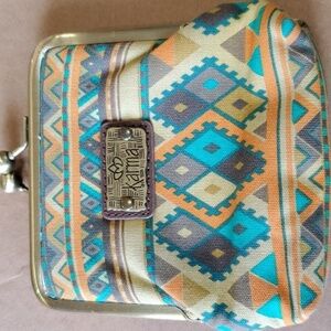 Karma southwest style coin purse 5 X 5 Gold metal accents